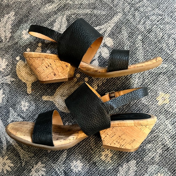 Kork-Ease Korks Vienna Black Leather Slingback Buckle Cork Sandals - Picture 5 of 7